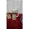 Image 2 : Collection of German Stoneware Beer Steins with Pewter Lids and Relief Scenes and More