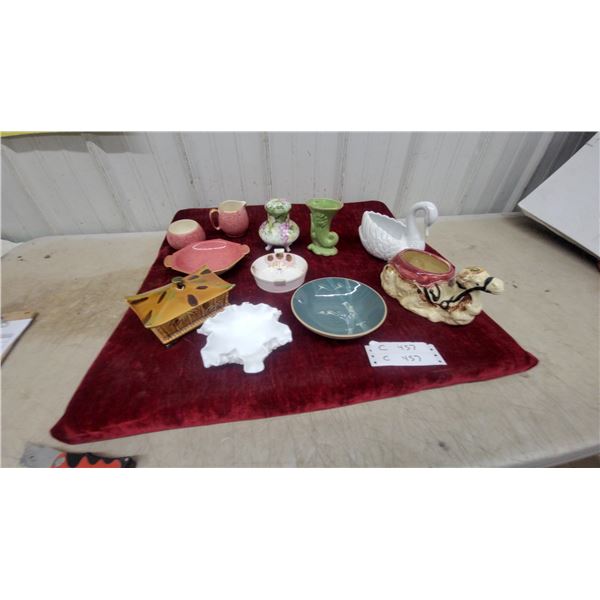 Royal Copley Old Man with Red Cap Planter, White Swan Figurine, and More Royal Winton