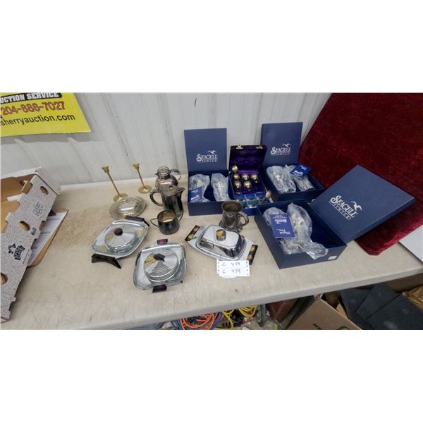 Seagull Pewter Goblets, Egg Cups with Spoons, Tankard, and More in Original Boxes