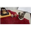 Image 3 : Two Brass Bells on Wood Bases, Bronze Figurine, Weather-O-Meter Bank and More