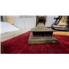 Image 6 : Two Brass Bells on Wood Bases, Bronze Figurine, Weather-O-Meter Bank and More