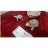 Image 2 : Set of Three Hand-Painted Ceramic Turtle Figurines and Ceramic Bowl with Blue Rim