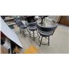 Image 5 : Set of Four Dark Grey Upholstered Swivel Bar Stools with Black Metal Frames and Curved Backrests