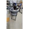 Image 6 : Set of Four Dark Grey Upholstered Swivel Bar Stools with Black Metal Frames and Curved Backrests