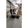 Image 2 : Dark Brown Microsuede Swivel Recliner Chair with Matching Ottoman on Round Wood Bases