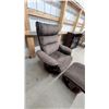 Image 3 : Dark Brown Microsuede Swivel Recliner Chair with Matching Ottoman on Round Wood Bases