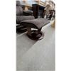 Image 4 : Dark Brown Microsuede Swivel Recliner Chair with Matching Ottoman on Round Wood Bases