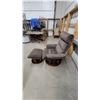 Image 5 : Dark Brown Microsuede Swivel Recliner Chair with Matching Ottoman on Round Wood Bases