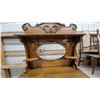 Image 3 : Antique Victorian Oak Sideboard with Carved Crest, Missing Oval Mirror, and Lower Cabinet