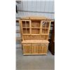 Image 1 : Pine Hutch China Cabinet with Glass-Pane Doors, Drawers, and Lower Cabinets 72 x 52 x 16"
