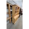Image 2 : Pine Hutch China Cabinet with Glass-Pane Doors, Drawers, and Lower Cabinets 72 x 52 x 16"