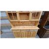 Image 4 : Pine Hutch China Cabinet with Glass-Pane Doors, Drawers, and Lower Cabinets 72 x 52 x 16"