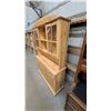 Image 6 : Pine Hutch China Cabinet with Glass-Pane Doors, Drawers, and Lower Cabinets 72 x 52 x 16"