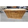 Image 1 : Natural Pine Chest with Two Drawers and Two Cabinet Doors with Wooden Knobs 28 x 47 x 13.6"