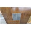 Image 3 : Dark Brown Wood Dining Table with Center Stone Tile Insert and Four Legs 54 x 54 x 36"