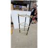 Image 1 : 4 Tier Corner Étagère with Glass Shelves and Brass-Tone Metal Frame, Black Posts43 x 18 x 13"