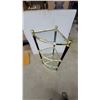 Image 3 : 4 Tier Corner Étagère with Glass Shelves and Brass-Tone Metal Frame, Black Posts43 x 18 x 13"