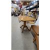 Image 4 : Wooden Drop-Leaf Pedestal Dining Table with Four Slatted-Back Upholstered Chairs 30" Hgt.x40"