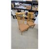 Image 6 : Wooden Drop-Leaf Pedestal Dining Table with Four Slatted-Back Upholstered Chairs 30" Hgt.x40"