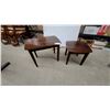 Image 1 : 2 Modern Dark-Stained Wood Nesting Tables with Tapered Legs, Set of Two Biggest 22 x 27 x 19"