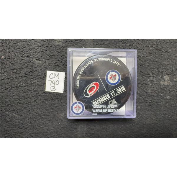 Official Winnipeg Jets Vs Carolina Hurricanes Warm Up Puck