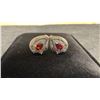 Image 3 : Platinum Plated 1.5 TCW Pear Cut Red Simulated Diamond CZ Two-Piece Halo Set Adjustable 16"-18"