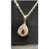 Image 5 : Platinum Plated 1.5 TCW Pear Cut Red Simulated Diamond CZ Two-Piece Halo Set Adjustable 16"-18"