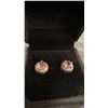 Image 2 : 925 Sterling Silver 1.0 Carat Each Pink Simulated Diamond Halo Stud Earrings with White Gold