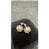 Image 3 : 925 Sterling Silver 1.0 Carat Each Pink Simulated Diamond Halo Stud Earrings with White Gold