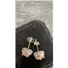 Image 4 : 925 Sterling Silver 1.0 Carat Each Pink Simulated Diamond Halo Stud Earrings with White Gold