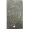 Image 3 : 18K Gold-Plated 32mm Simulated Diamond Cubic Zirconia Cross Necklace with 18" Chain