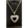 Image 2 : Platinum-Plated 25mm Simulated Diamond Cubic Zirconia Heart Necklace with 16" - 18" Chain