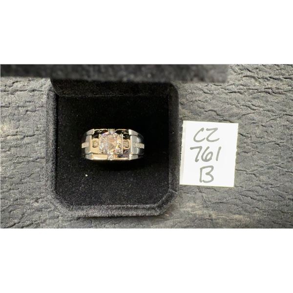 1.0-Carat Simulated Diamond Cubic Zirconia Man's Ring, Resizeable, in 925 Sterling Silver