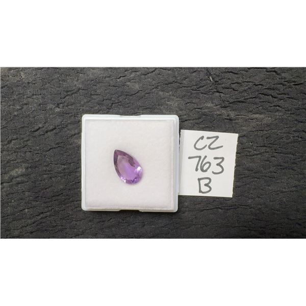 5.6-Carat Natural Royal Amethyst Untreated Pear-Cut Gemstone, 9.3 x 15.4 Millimeters