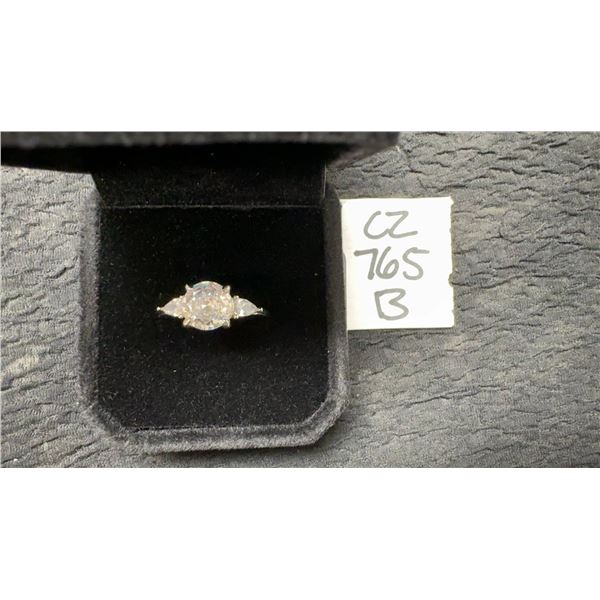 2.0 Carat Simulated Diamond Cubic Zirconia Trinity Ring, 925 Sterling Silver with Gold Overlay