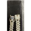 Image 4 : Platinum Plated 14mm Simulated Diamond Cubic Zirconia Iced Out Cuban Link Bracelet, 8" Long