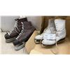Image 1 : Two Pairs of Vintage Ice Skates: LED Horne Hockey Skates Sz 11-1/2 and White Figure Skates Sz 10