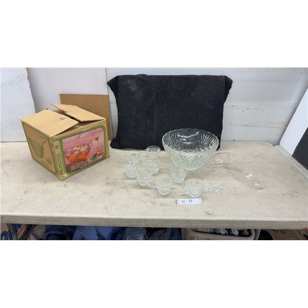 Arlington Glass Punch Bowl Set with Cups and Ladle in Original Box