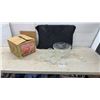 Image 1 : Arlington Glass Punch Bowl Set with Cups and Ladle in Original Box