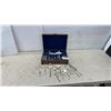 Image 1 : Silverplate Flatware Set in Blue Velvet-Lined Wooden Chest with Serving Pieces, Different Patterns