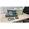 Image 1 : Piedmont De Luxe Zig Zag Sewing Machine with Case, Instruction Book, and More