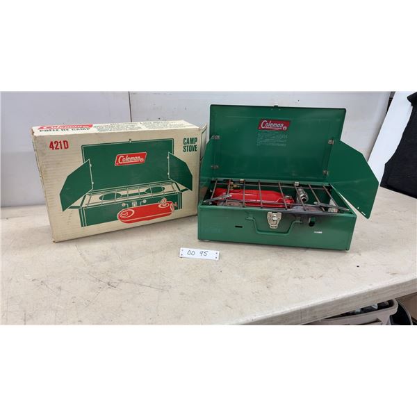 Coleman 421D Two-Burner Liquid Fuel Camp Stove with Original Box