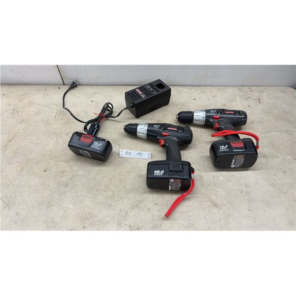 Craftsman 19.2-Volt and 18.0-Volt Cordless Drill-Drivers with Batteries and Charger