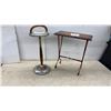 Image 1 : Vintage Mid-Century Floor Standing Ashtray (No Ashtray Insert) and Small Metal Accent Table