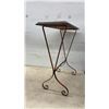 Image 6 : Vintage Mid-Century Floor Standing Ashtray (No Ashtray Insert) and Small Metal Accent Table