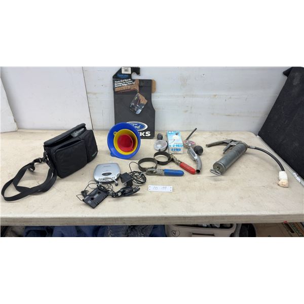 PlastiColor Ford Trucks Mud Guards, Grease Gun, Panasonic CD Player, Funnels, and More