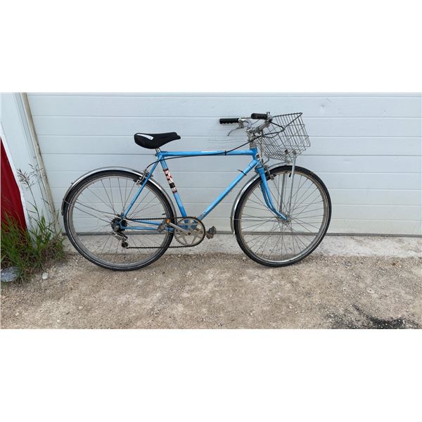 Vintage SuperCycle Escort Blue Commuter Bicycle with Front Wire Basket and Fenders