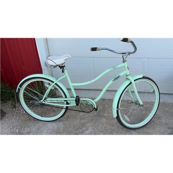 Capix Aplayado Single-Speed Beach Cruiser Bicycle in Mint Green with White Sidewall Tires