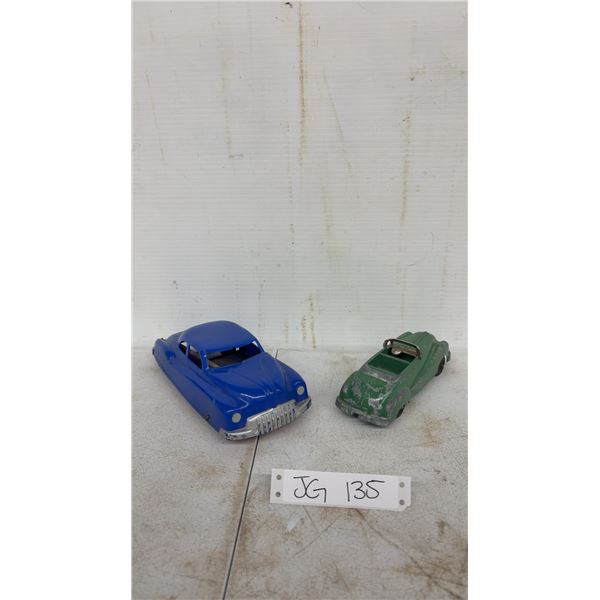 Vintage Cast or Metal Convertible Toy Car Made in U.S.A. and Plastic Mechanical Toy Car