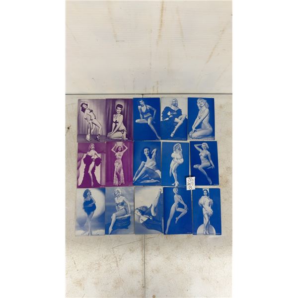Lot of 15 Vintage Risque Pinup Girls Mutoscope Cards, 1930's & 1940's